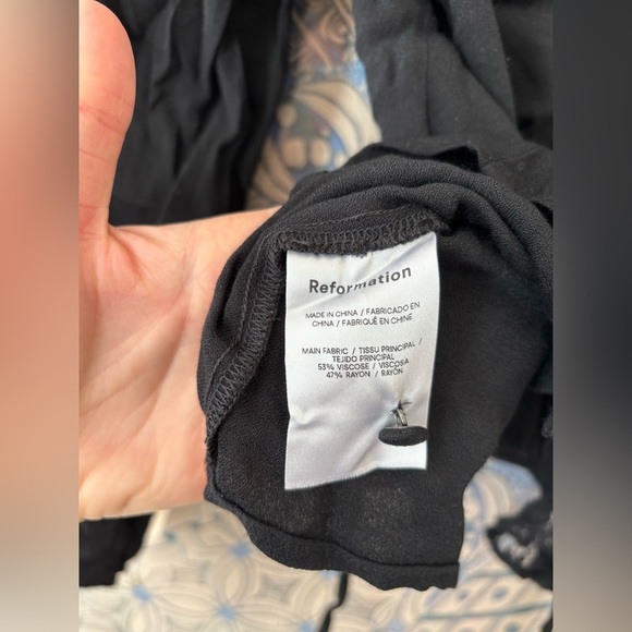 Reformation Black Lace-Trim Tie Front Blouse - Picture 7 of 8